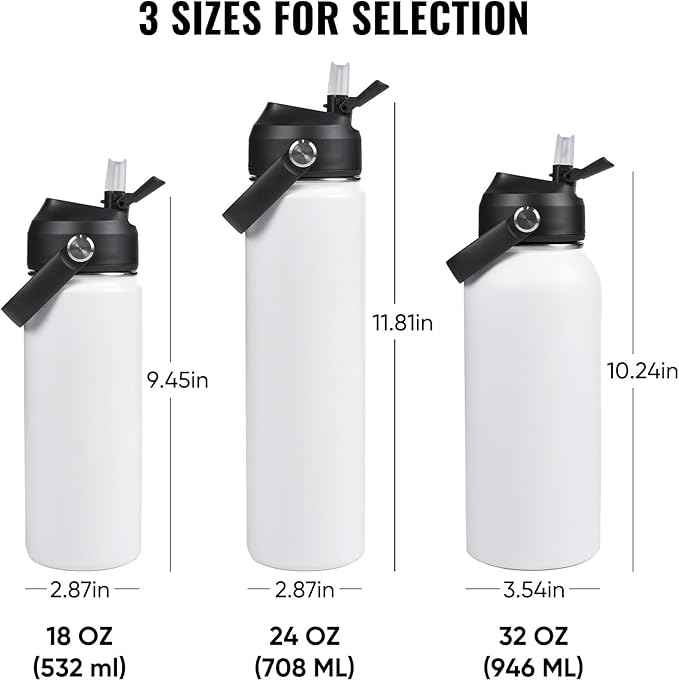 Fijinhom 24oz Insulated Stainless Steel Water Bottle, Wide Mouth Double Wall - Image 2