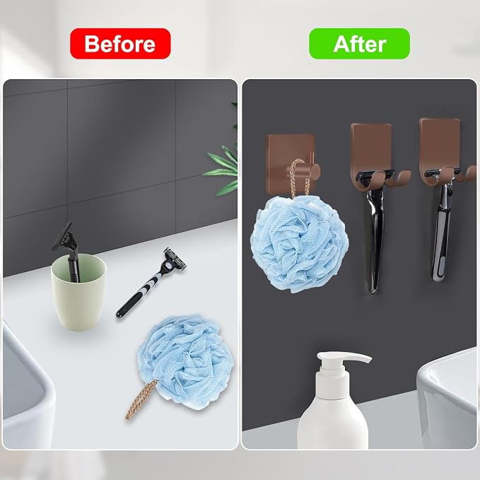 CGBE Razor Holder for Shower, 4 Packs Shaver Holder and Hooks, Self Adhesive - Image 5