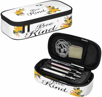 Bee Pencil Case Cute Bee Kind Yellow Flower Bunches Pencil Bag Pen Markers - Image 7