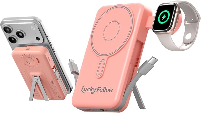 Magnetic Portable Charger Built-in Cables, 10000mAh Fast Charging Wireless by Unknown