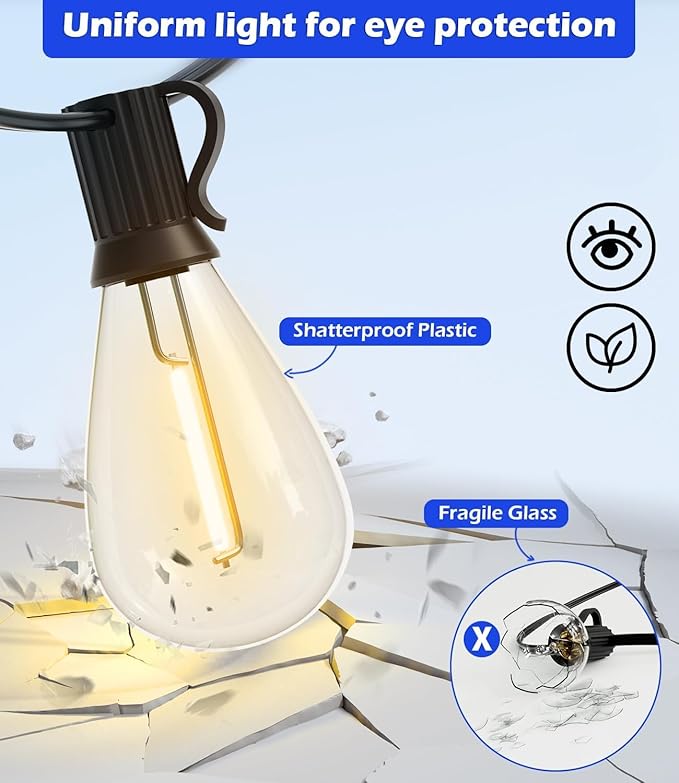 luckystyle 120FT LED Outdoor String Lights - Image 4
