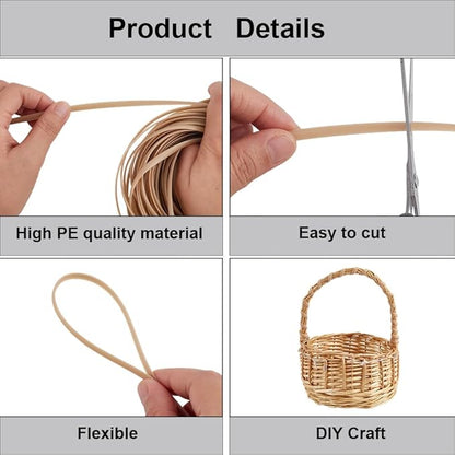GORGECRAFT 30m*5mm Rattan Weaving Wicker Outdoor Light Gray Synthetic Rattan - Image 5