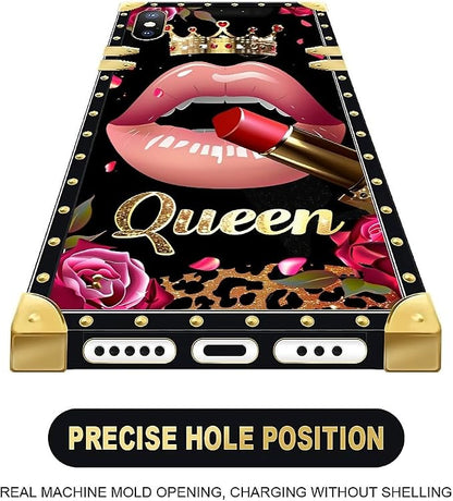 Compatible with iPhone Xs Max Case, Glitter Red Rose Queen Leopard Lipstick - Image 5