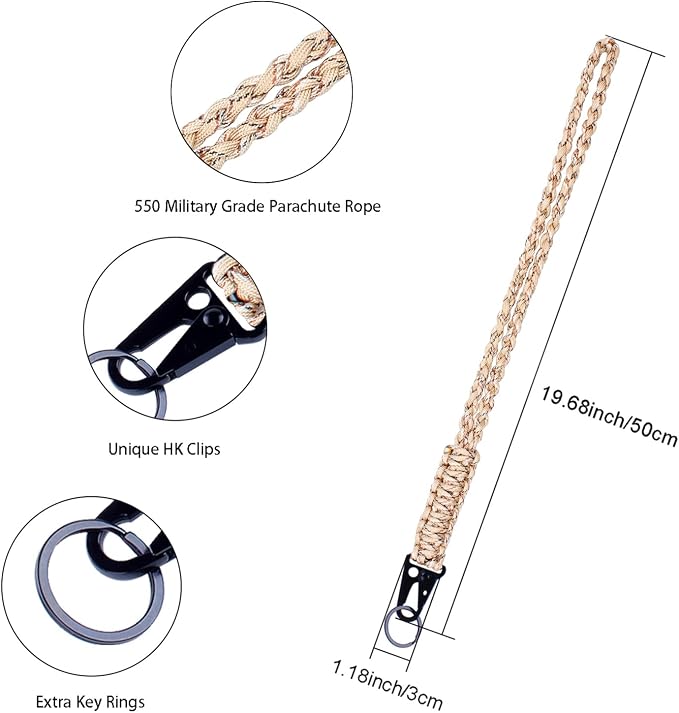 Heavy Duty Braided 550 Paracord Neck Lanyard Keychain - Image 2