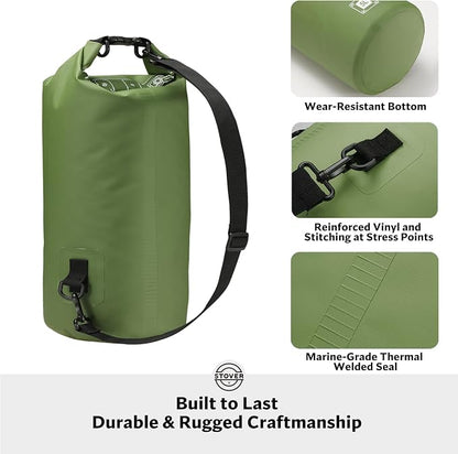 STOVER 5/10/25/30/40/55L Waterproof Dry Bag- Roll-Top Backpack w/Phone Case- - Image 3