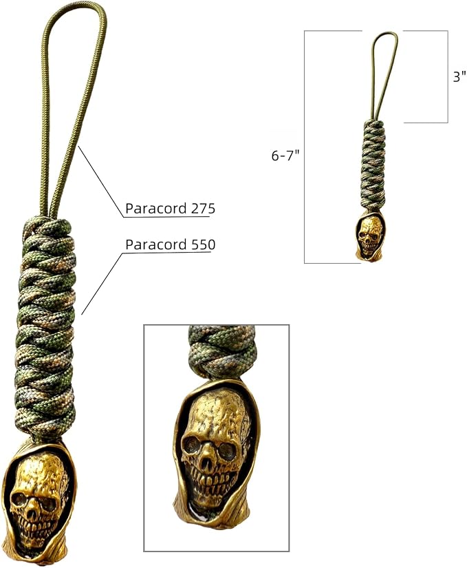 Handmade Lanyards with Brass Beads – Paracord 550 Survival Gear Leash - Image 3
