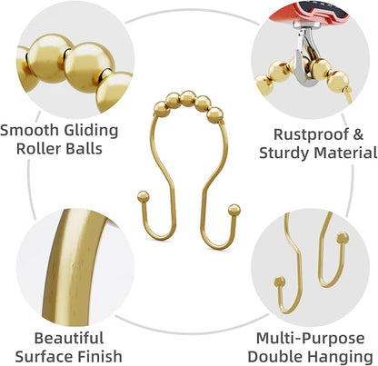 Bathway Gold Shower Curtain Hooks, Shower Curtain Hook Shower Curtain Rings - Image 2