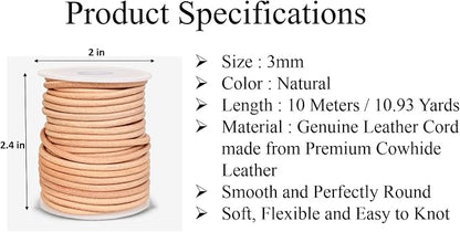 GENIQUE Real/Genuine Round Leather String Cord - Image 3