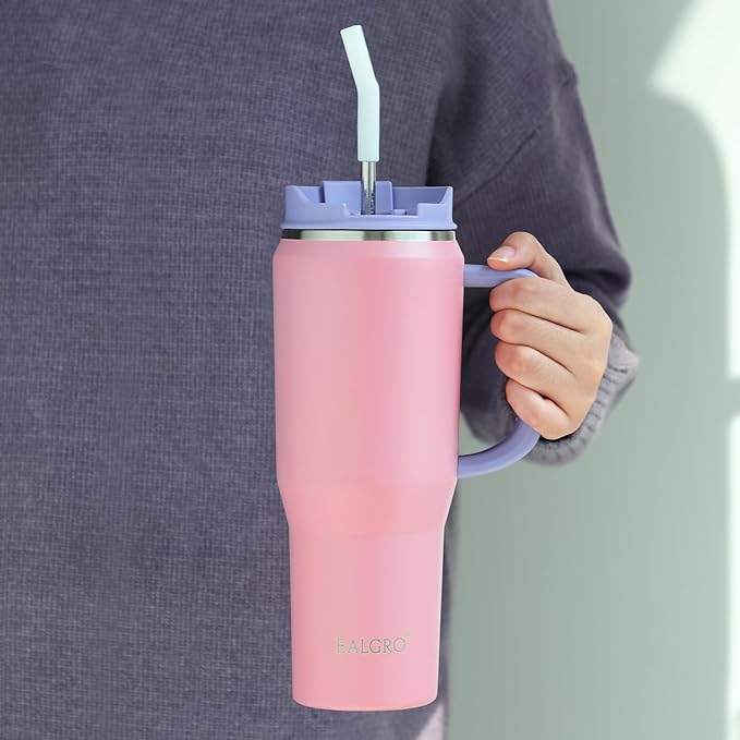 EALGRO 40 oz Tumbler with Handle, Insulated Tumblers with Lid and Straw - Image 6
