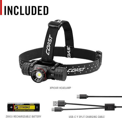 Coast® XPH34R 2700 Lumen USB-C Rechargeable-Dual Power LED Headlamp withPURE - Image 8
