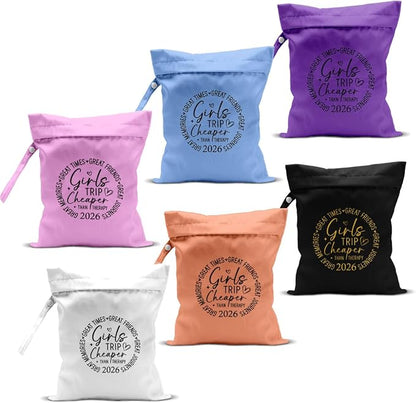6Pcs Girls Trip Gifts Wet Dry Bag, Beach Bag Wet Bag Favors, Sunscreen Bags by zcyxuuw