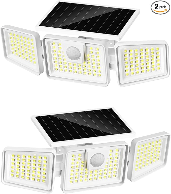 INCX 156 LED Solar Motion Lights Outdoor 2 Pack, 3 Heads Solar Security Lights by INCX