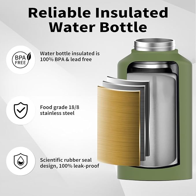 WATERSY 2/3 Gallon Water Bottle Insulated, BPA Free&Leak Proof, 87oz Stainless - Image 3
