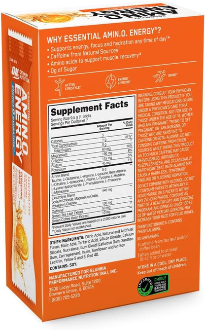 Optimum Nutrition Essential Amino Energy Plus Electrolytes Stick Packs - Image 9