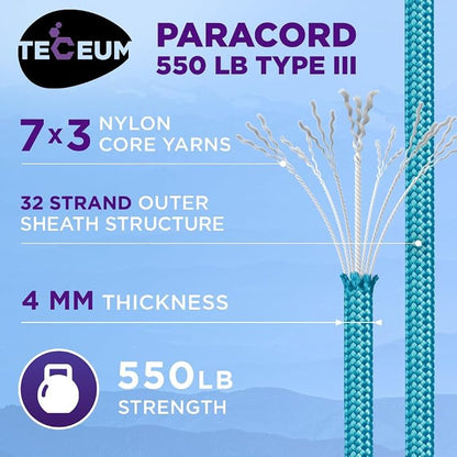 TECEUM Reflective Paracord Rope 1000 – 1000ft/200ft/100ft/50ft – 40+ Colors – - Image 2