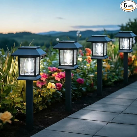 Greluna Solar Lights Outdoor, 6 Pack 6000K Waterproof Auto On/Off Solar Pathway by Greluna