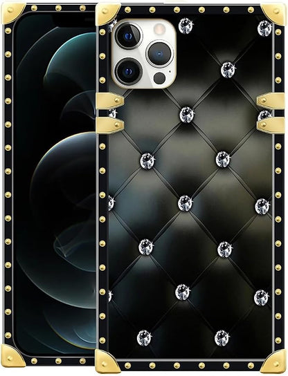 Compatible with iPhone 11 Pro Max Case, Shiny Black Sofa Crystal Luxury Golden by Unknown