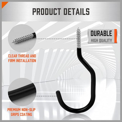 HORUSDY 6-Pack Heavy Duty Garage Storage Hooks, Hoses & Cords – Steel Garage - Image 3