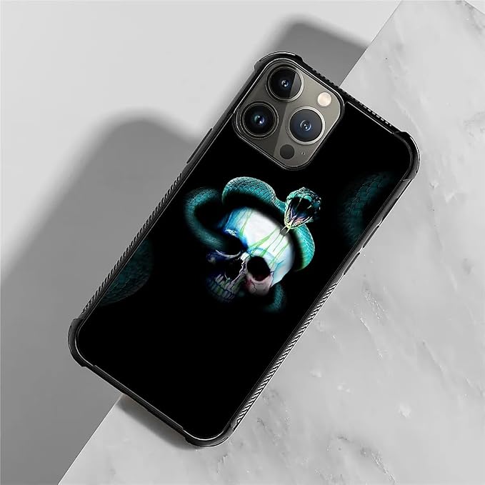 for iPhone 15 Pro Case, Skeleton Winding Snake Pattern Graphic Design Girl Boy - Image 3