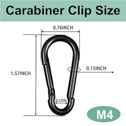 Black Carabiner, Heavy Duty Galvanized Steel Spring Snap Hook Carabiner Clips - Image 2