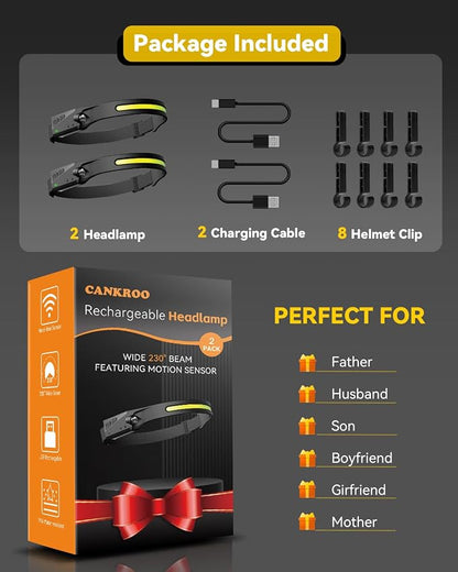 Headlamps Rechargeable with Red Light 2 Pack, Wide Beam Running LED Head Lamp - Image 9