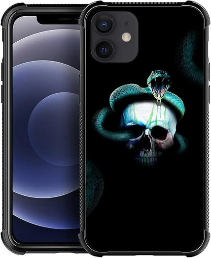 for iPhone 12/12 Pro Case, Skeleton Winding Snake Pattern Graphic Design Girl by FKBRCL4U