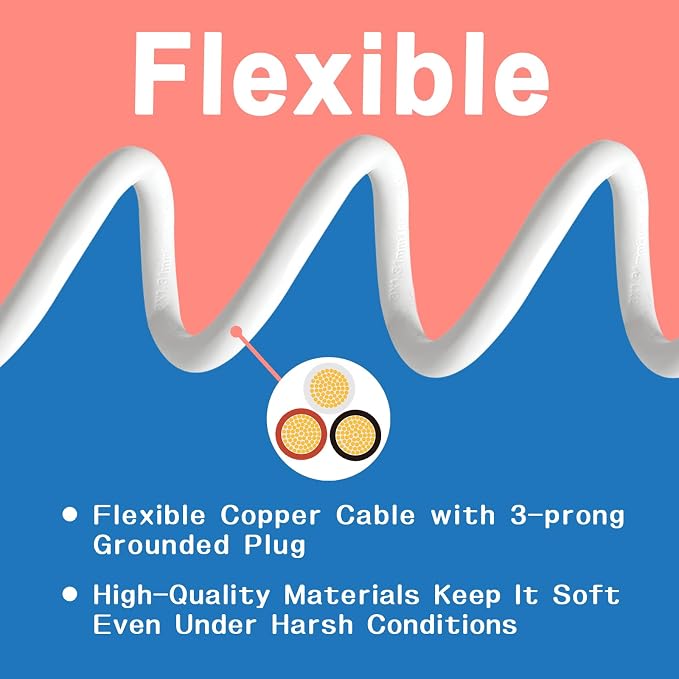 Indoor Outdoor Extension Cord 6 FT, 16/3 SJTW Weatherproof Grey Electrical Cords - Image 4