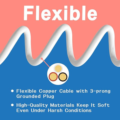 Indoor Outdoor Extension Cord 6 FT, 16/3 SJTW Weatherproof Grey Electrical Cords - Image 4