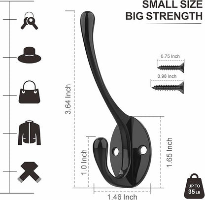 Heavy-Duty Metal Coat Hooks for Wall, Double Robe Hooks for Coat - Image 3