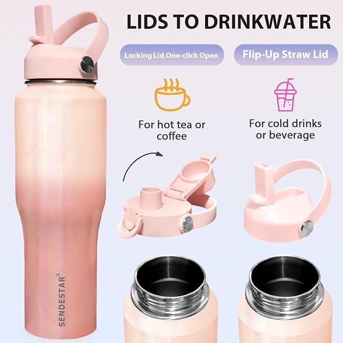 SENDESTAR 32oz Water Bottle Wide Mouth Stainless Steel Vacuum Insulated Double - Image 5