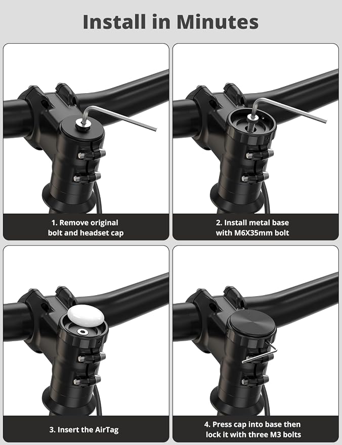 SUPMEGA Bike Mount for AirTag, Hidden Bicycle Stem Cap Mount for AirTag - Image 7