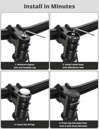 SUPMEGA Bike Mount for AirTag, Hidden Bicycle Stem Cap Mount for AirTag - Image 7