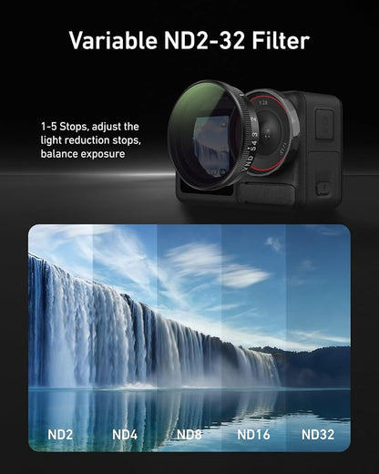 TELESIN Filters Set for DJI Osmo Action 5 Pro / 4/3, VND 2-32 Variable ND Filter - Image 2