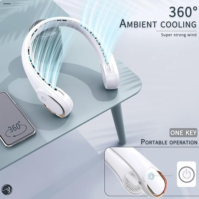 ASNUG Portable Neck Fan, Bladeless Neck Fan, USB Rechargeable Personal Fan - Image 5