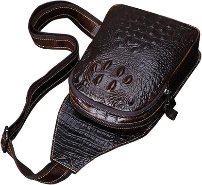 Hebetag Crocodile Genuine Leather Sling Bag Crossbody Backpack - Image 4