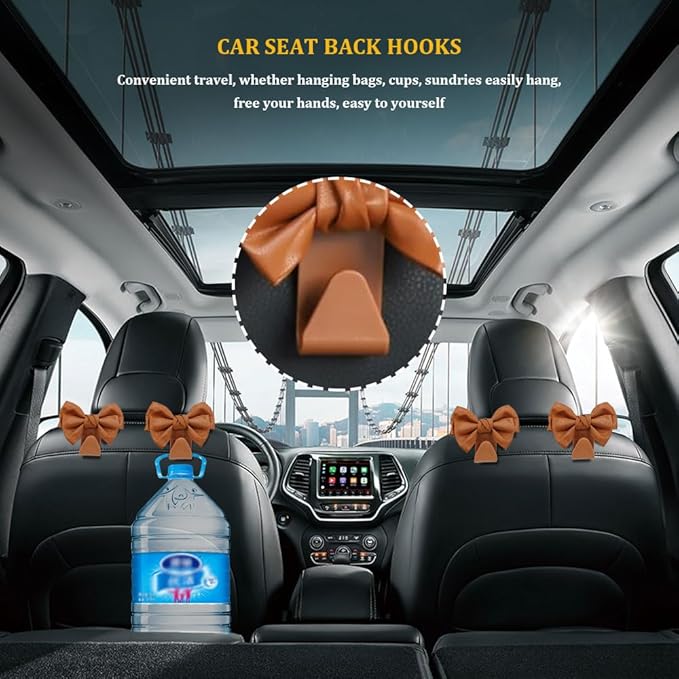 2PCS Car Hooks for Purses and Bags, Cute Bow Car Seat Headrest Hook, Car - Image 6
