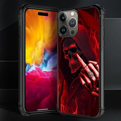 for iPhone 16 Pro Max Case, Gestures Funny Skull Pattern Graphic Design Girl - Image 7