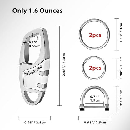 Keychain with Carabiner Clip, 4 Heavy Duty Key Rings and D Ring - Image 5