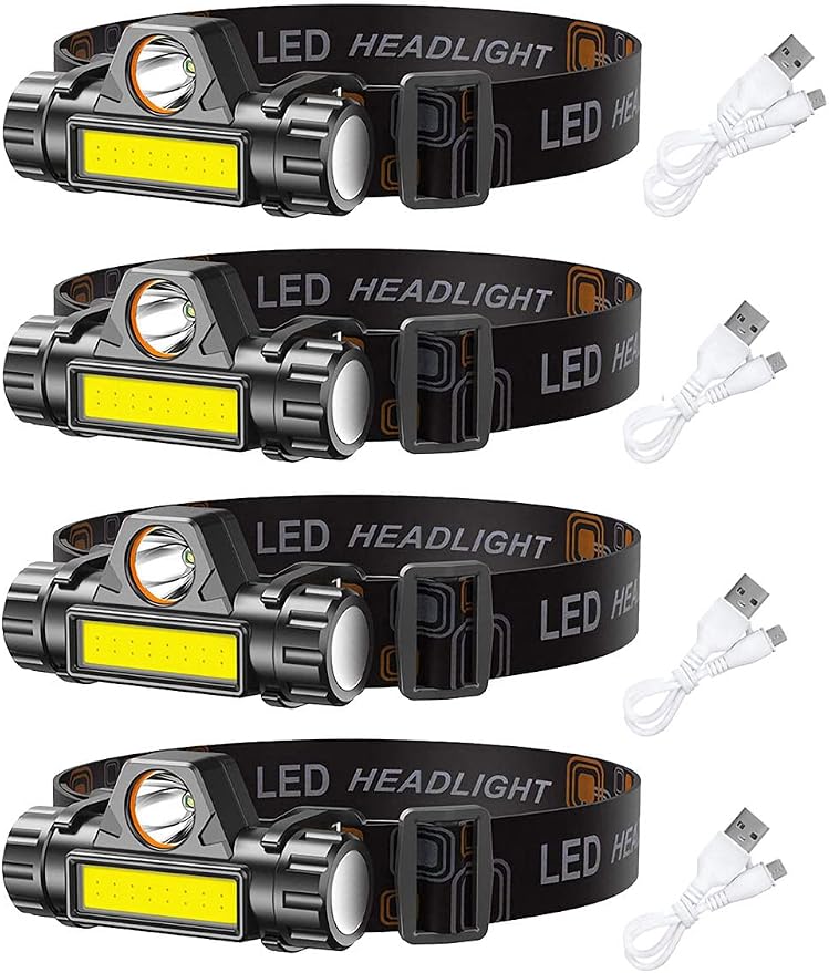 LED headlamp Flashlight 4-Pack Rechargeable Headlight by Unknown