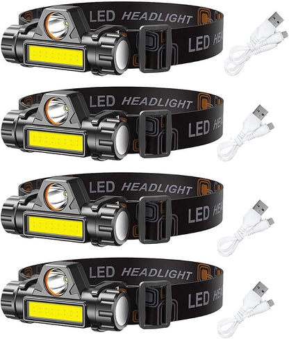 LED headlamp Flashlight 4-Pack Rechargeable Headlight by Unknown