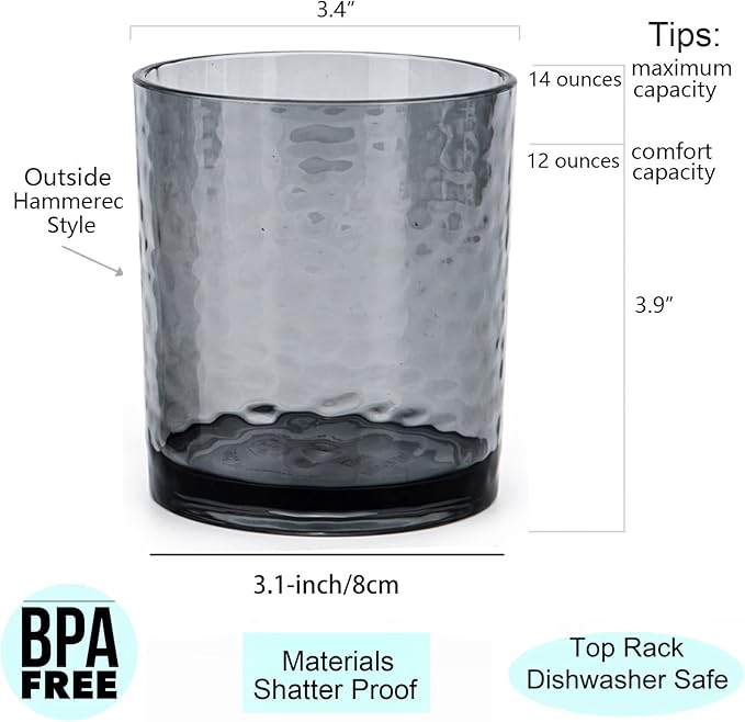 KX-WARE 14-ounce and 20-ounce Acrylic Glasses Plastic Tumbler, Dishwasher Safe - Image 2