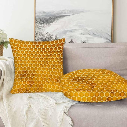 Bee Honeycomb Throw Pillow Covers 18x18 Yellow Honey Abstract Set of 2 Pillow - Image 5