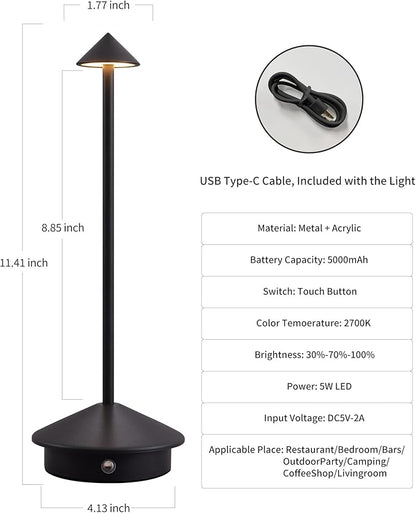 Modern Cordless Table Lamp Set of 2, Portable LED Desk Lamps, 5000mAh - Image 5