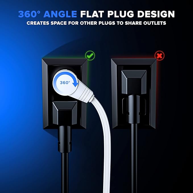 Maximm Cable 35 Ft 360° Rotating Flat Plug Extension Cord, 16/3 AWG Multi 3 - Image 7