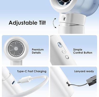 Portable Misting Fan Handheld Powerful Turbo Fan, 100 Speeds, 6000mAh - Image 6