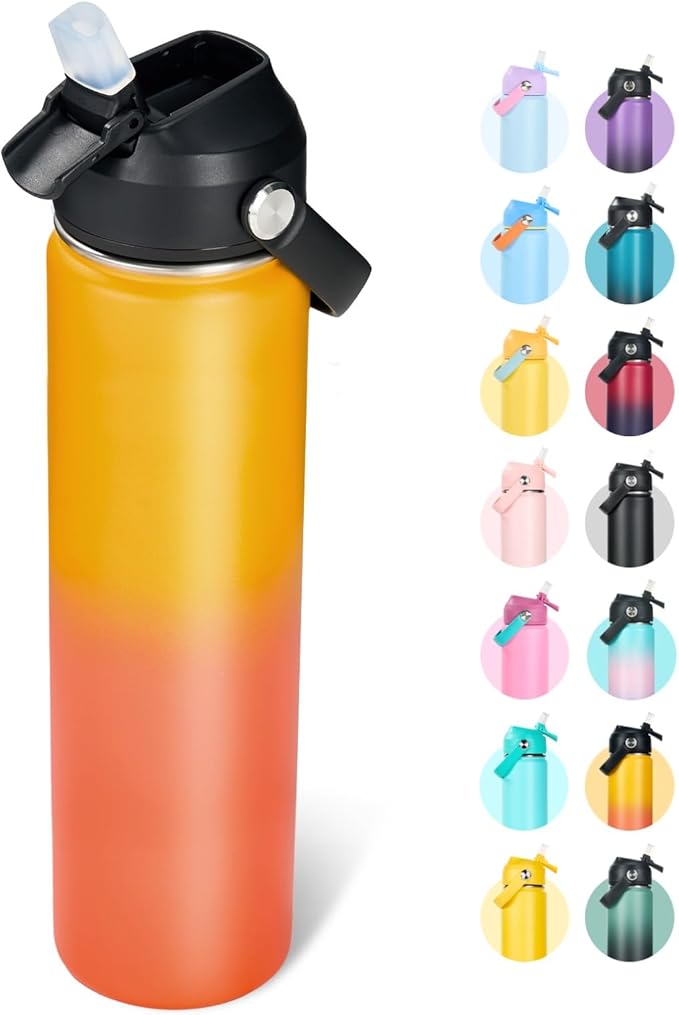 Fijinhom 24oz Insulated Stainless Steel Water Bottle, Wide Mouth Double Wall by Fijinhom