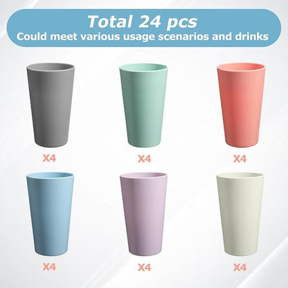 24 Pcs Unbreakable Plastic Cups Set, 20 oz Reusable Plastic Cups, Stackable - Image 3
