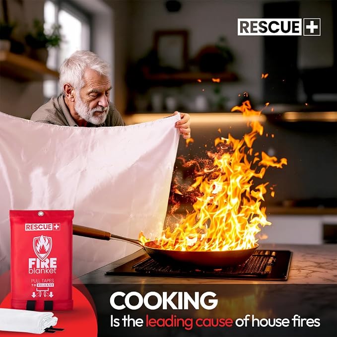 Rescue+ Emergency Fire Blankets – 2 Pack, 40” x 40” Fiberglass Flame Retardant - Image 8