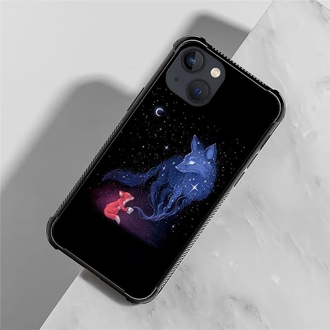 for iPhone 13 Mini Case, Galaxy Fox Wolf Pattern Graphic Design Girl Boy Soft - Image 5