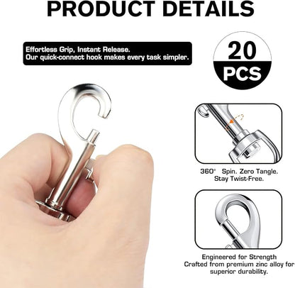 Swivel Snap Hooks, Lucky Goddness 20pcs Metal Heavy Duty Square Eye Clasp - Image 3